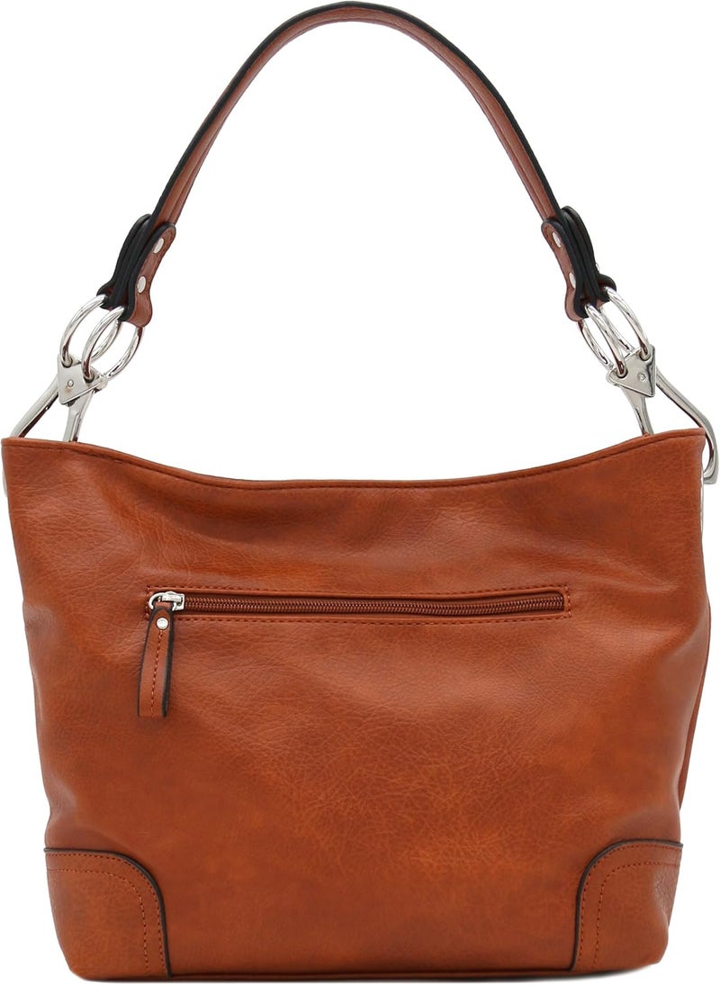 Alyssa Hobo Shoulder Bag with Big Snap Hook Hardware - Image 4